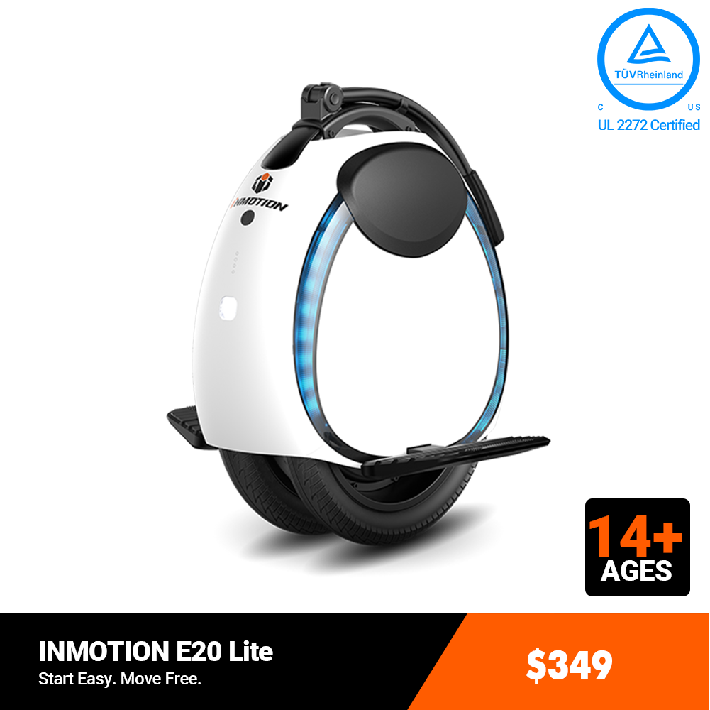 INMOTION E20 Lite Self-Balancing Electric Unicycle with Dual Tires, UL2272 Certified Safety, Lightweight for Easy Learning, 14" Wheel, 900W Peak