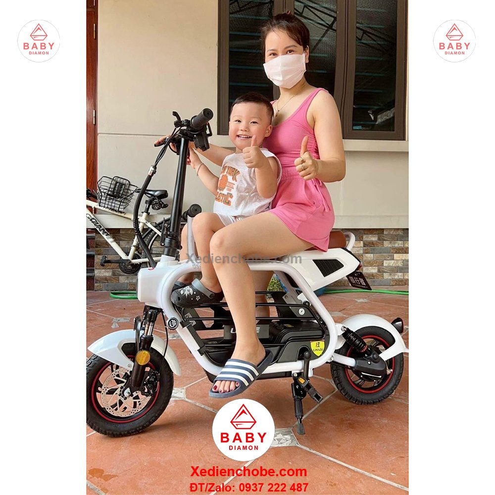 Xe đạp điện Lihaze đèn vuông, phiên bản mới, 2 yên ghế